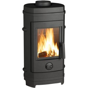 Poêle à bois en fonte "Remilly" - 80 x 43.6 x 36.3 cm - 4,5 à 10,5 kW - Anthracite