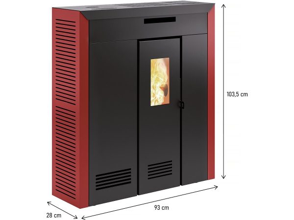 Poêle à granulés "Daglan Slim 9 " Rouge – Image 2